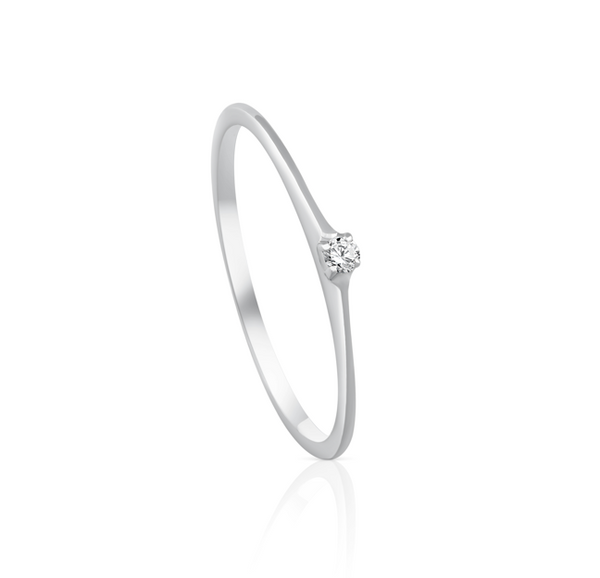 Simple Diamond Promise Ring in White 18 K Gold - S-X17RON