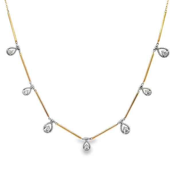 Unique connected Bars Diamond Necklace in 18K Rose gold  - YT241410/J