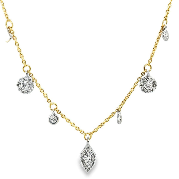 Perfect Diamond Necklace with dangling Eye shape in 18K Yellow gold  - YT243876/J