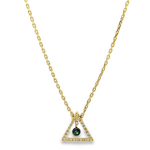 Dangling Diamond Triangle Necklace in 18K Yellow gold - BFZ04