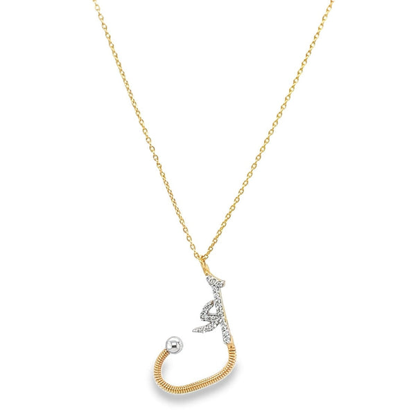 Letter Kaaf Diamond Necklace in 18K Yellow gold - S-P49