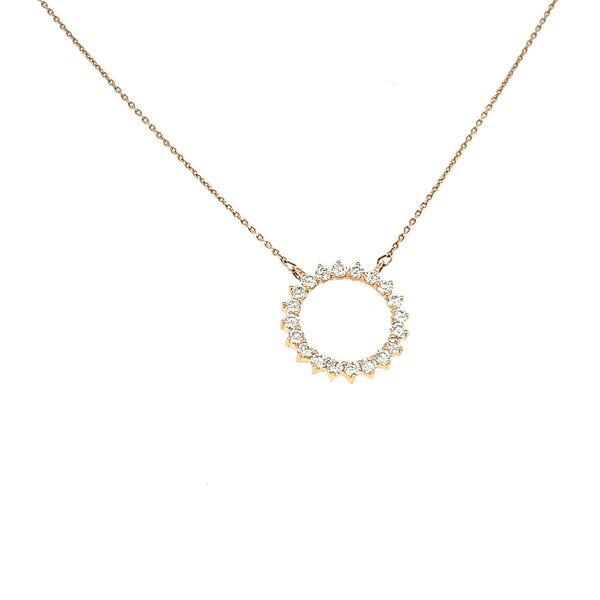 Shinny Diamond Circle Necklace in 18K Rose Gold - SIR1333