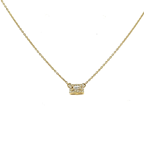 Baguette Central Diamond Necklace in 18K Rose Gold - S-P238SON