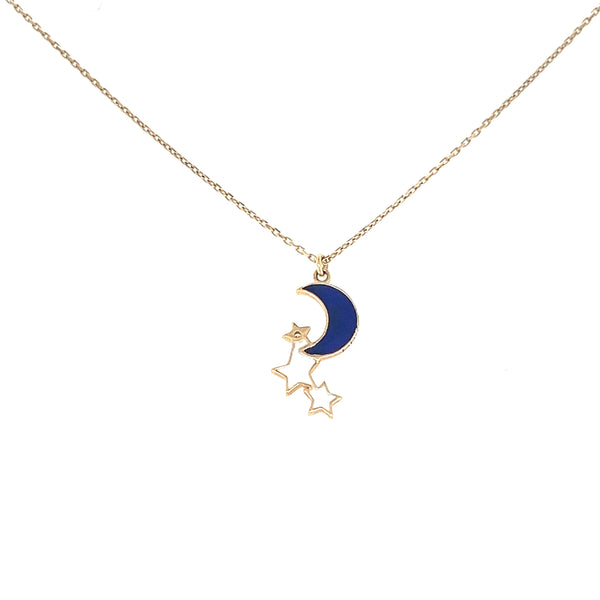 Double Face Stars and Moon Necklace in 18K Rose Gold - YT241653KA