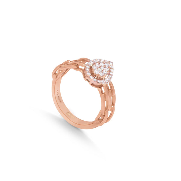 Pear shape Diamond Ring in 18k Rose Gold - S-X08R