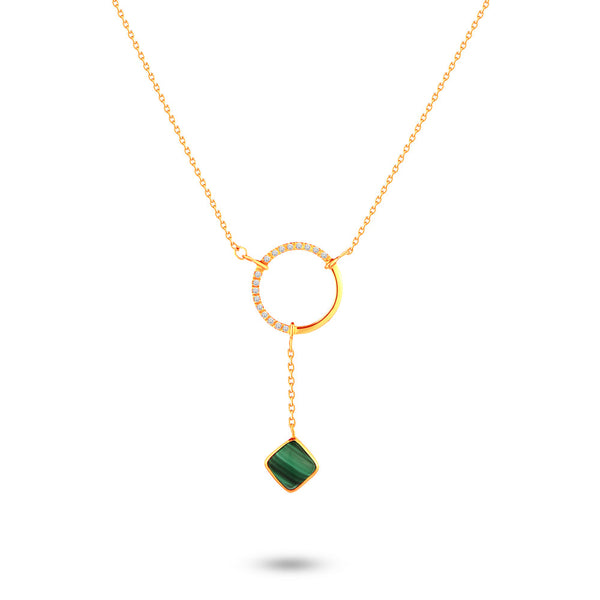 Summer Diamond Necklace in dangling circle and stone in 18K Gold  Yellow gold / S-P366S