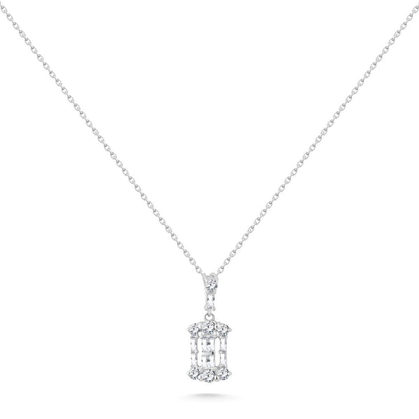 Shinny Crystal Diamond Bar necklace in White 18 K Gold - 6089939B