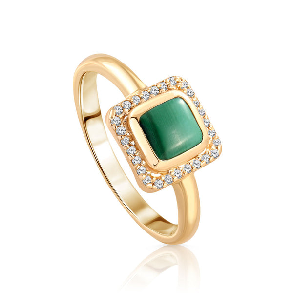 Malachite summer Emerald Stone Diamond Ring fits you perfectly in 18K Gold Yellow gold S-R294S