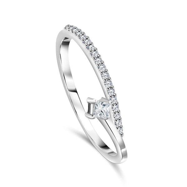 Classic Summer Diamond Ring half round of diamonds in 18k White Gold S-R253S