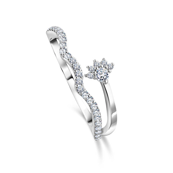 Double layer Diamond ring in 18k White Gold S-R254S