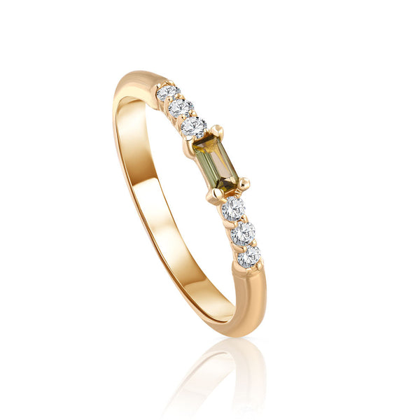 Summer Diamond Ring with Central stone in Yellow 18K Gold  S-R265S