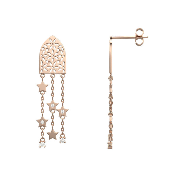 Anty Najma Dazzling Stars Earrings in 18K Rose Gold - S-EN064S