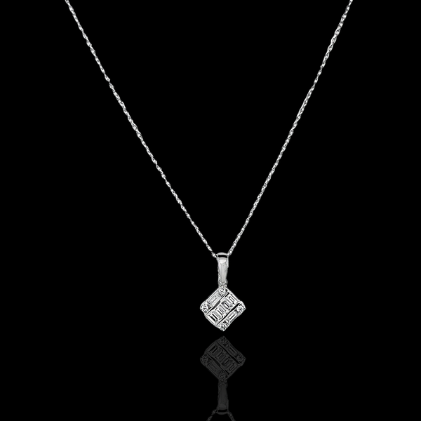 Simple Precious Diamond Necklace in 18K White gold  - B-IPK404/J