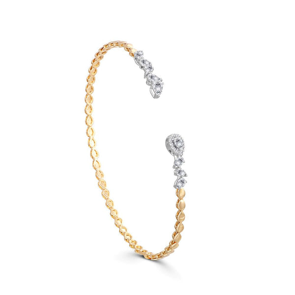 Beautiful Beaded Diamond Bangle 18K yellow Gold - B-S-BG017B