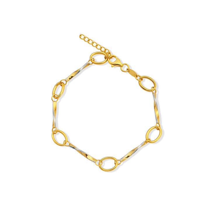 18K Yellow Gold Oval Link Twist Bracelet - B24tb0741