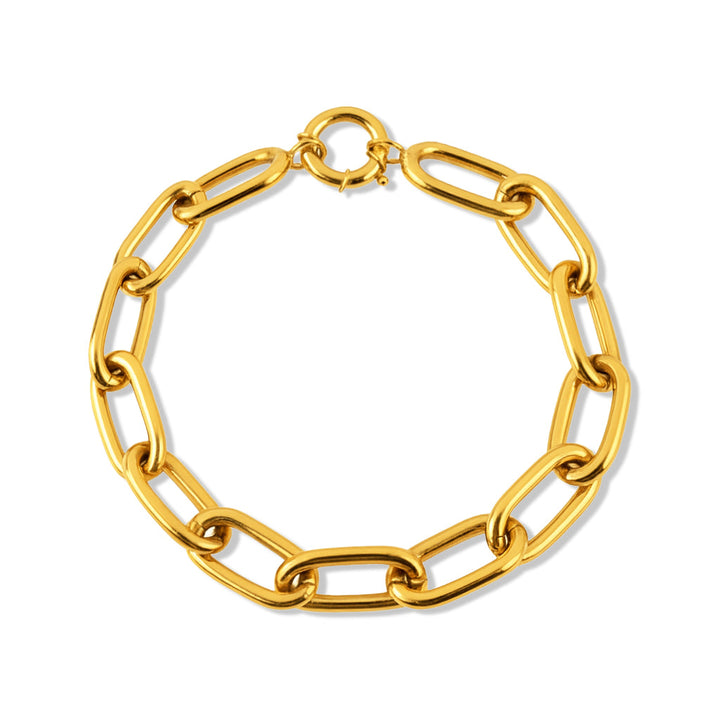 18K Yellow Gold Long Link Bracelet - B25hl0056