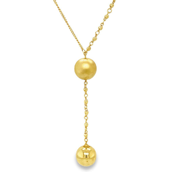 A magnificent unique 2 dangling golden ball Necklace in 18K Yellow gold - BHT0810N
