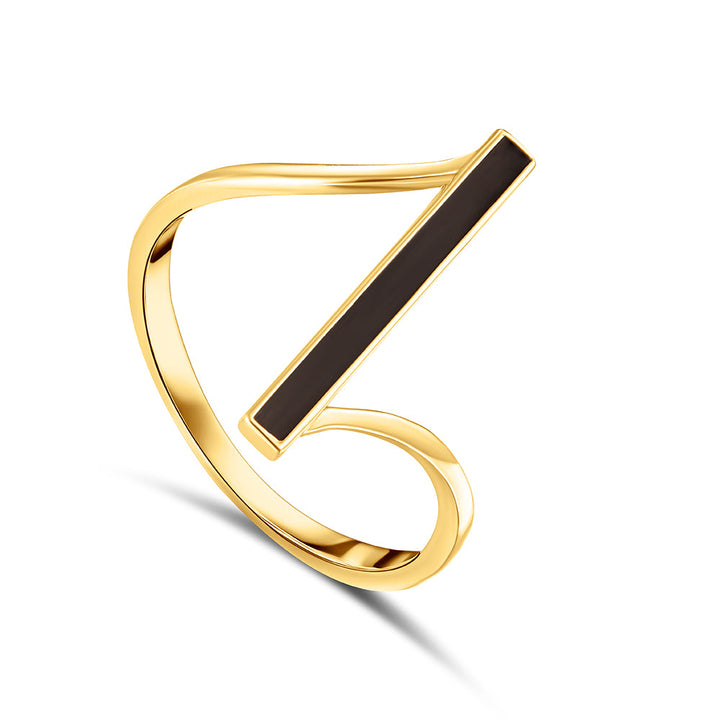 Black Rod fine 18K Yellow Gold Ring - Kleo - Siran By Iram Jewelry
