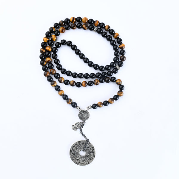 99 Beads Tiger Eye Stones with Sliver Rosary - RNCS001