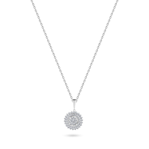 Classic Summer dangling flower Diamond Necklace in 18k White Gold S-P374S