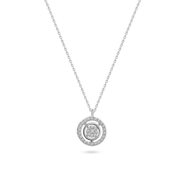 Classic Summer dangling Diamond Necklace comes with a set in 18k White Gold - S-P370S