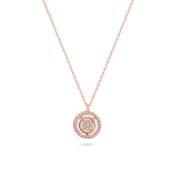 Classic Summer dangling Diamond Necklace comes with a set in 18k Rose Gold - S-P370S