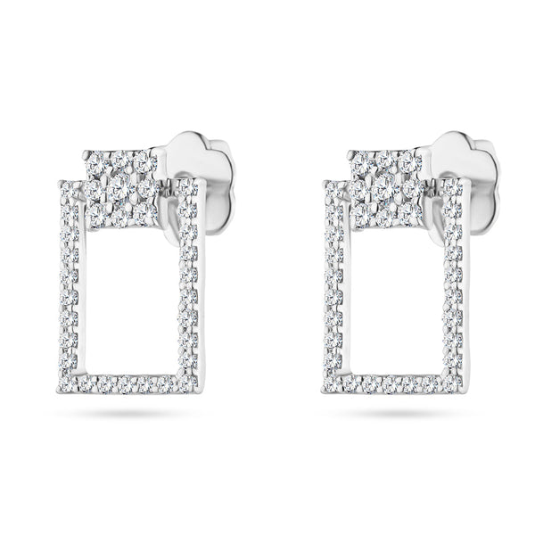 Classic Summer Diamond Square Earring in 18k White Gold S-E210S