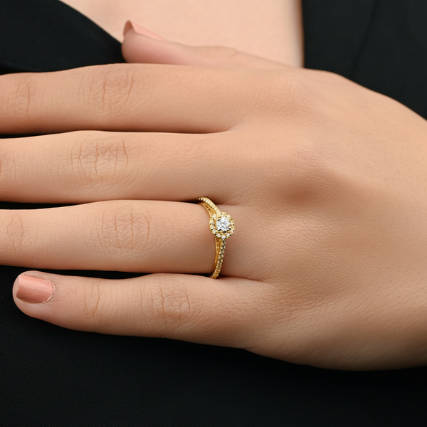 Diamond Double Layered Beautiful Ring In 18k Yellow gold- Siran by IRAM