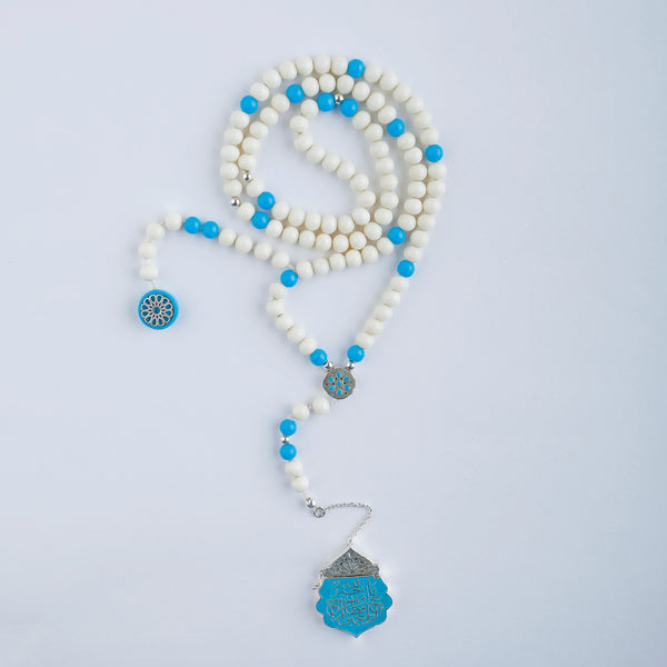 99 Beads Camel Bone with Turquoise - RHCS008