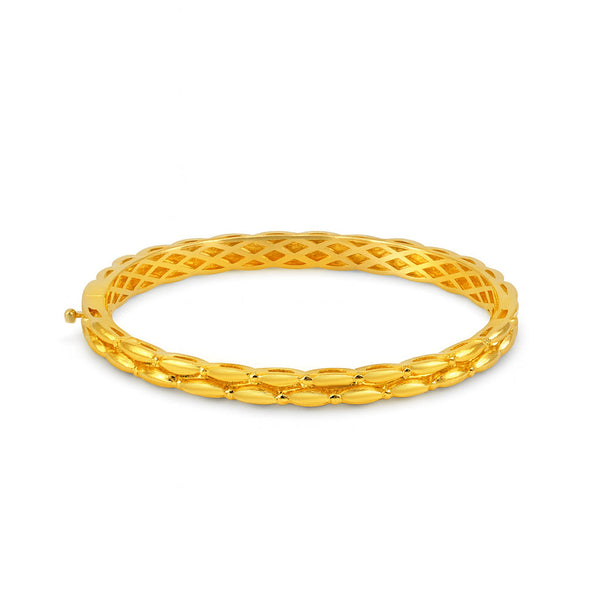 18K Yellow Gold Oval Motif Bangle - FBZ-764