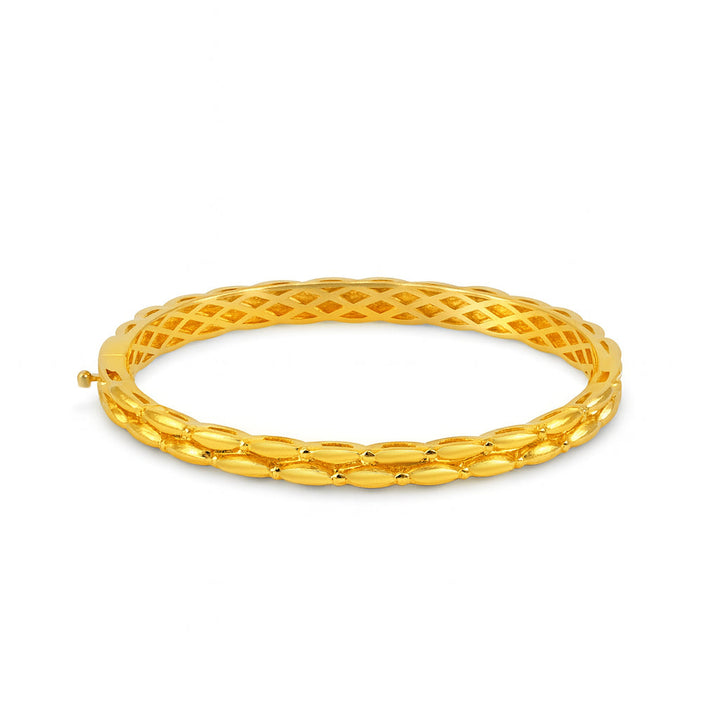 18K Yellow Gold Oval Motif Bangle - FBZ-764