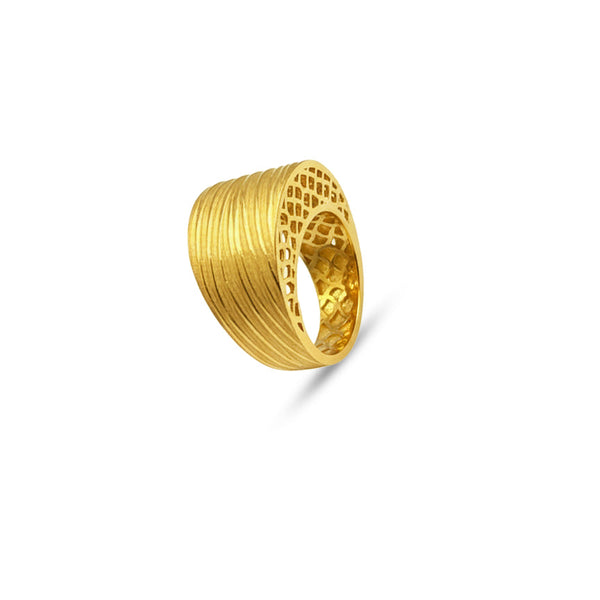 18K Yellow Gold Pleated Textured Ring - FMS-104/R