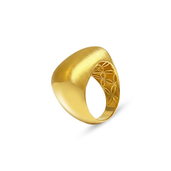 18K Yellow Gold Brushed Wide Ring - FYZ-200