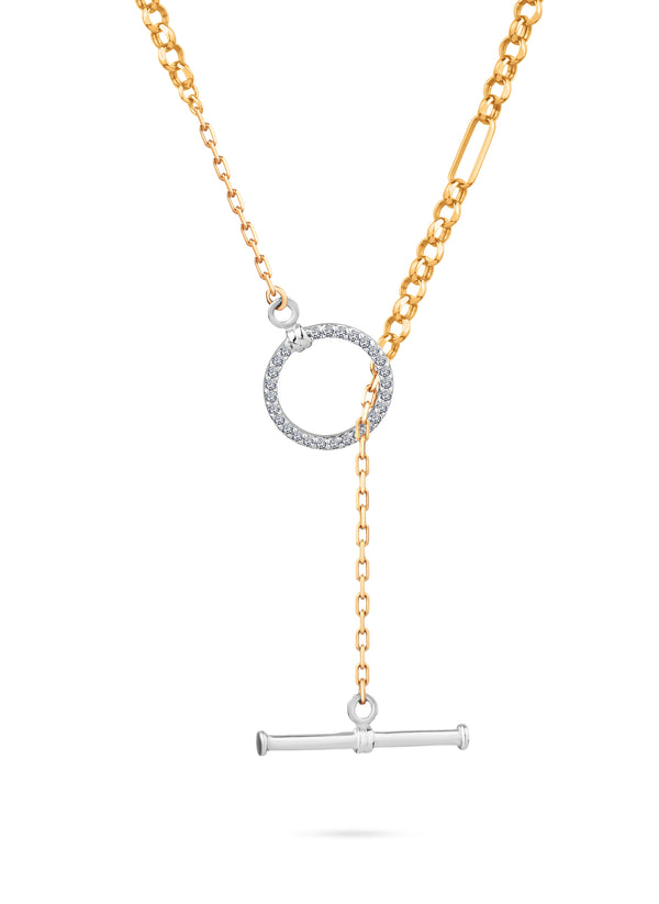 A beautiful dangling necklace with 27 round brilliant diamonds in 18K Yellow Gold - HP142