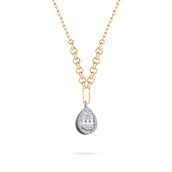 A Pear Diamond Necklace in 18K Rose Gold - HP144