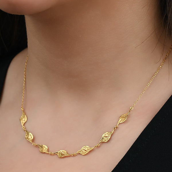 Perfect FILIGREE Gold Necklace in 18K Yellow Gold - K-N012G