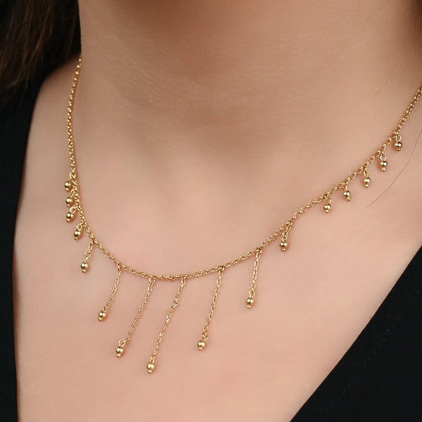 18K Gold Necklace with fringes all around - J-P069S