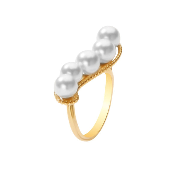 Perfect wavy Ring pearl in 18K Yellow Gold / J-R013C