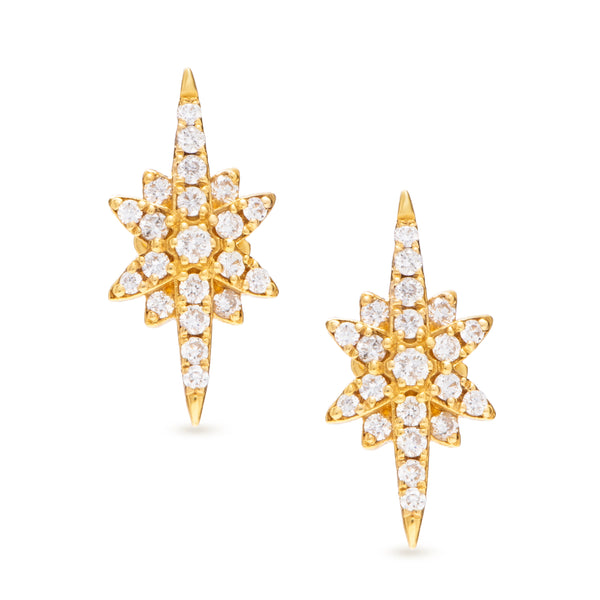 Shinny Snow Flake Earring in Yellow 18K Gold - SIR271