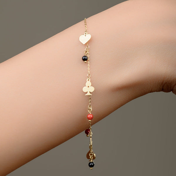 18K Cards Color Stone Gold Bracelet - K-B094GS/B