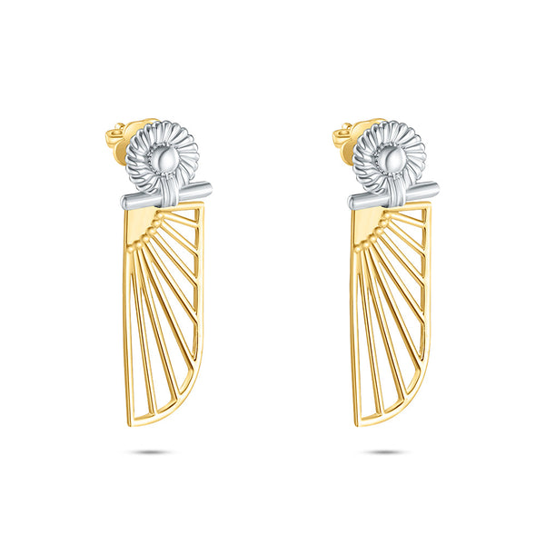 18K Yellow Gold Pharaonic Sunray Earrings - K-E105G/B