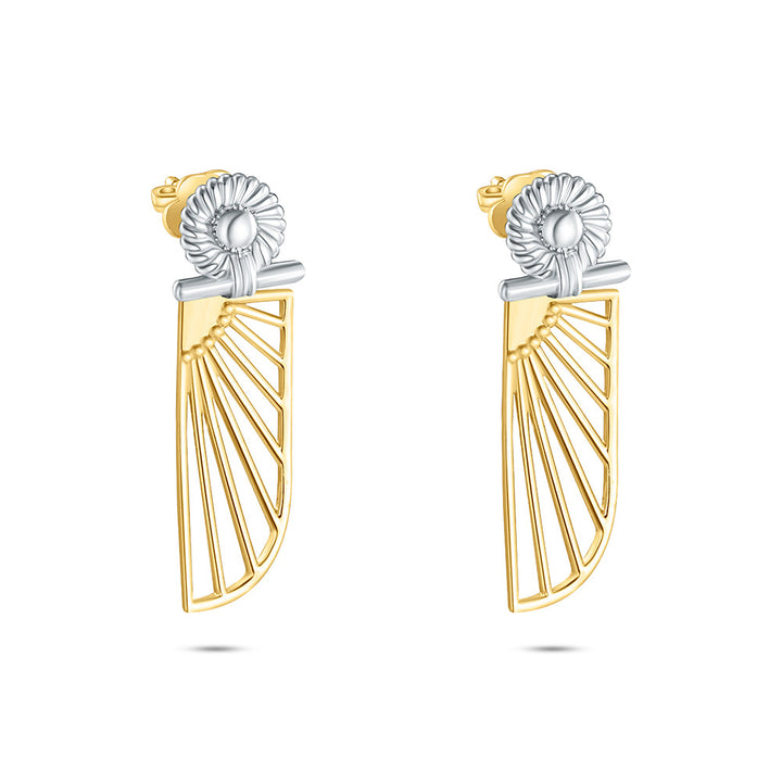 18K Yellow Gold Pharaonic Sunray Earrings - K-E105G/B