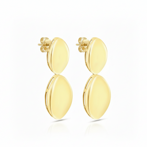 18K Yellow Gold Smooth Pebble Drop Earrings - K-E201G/B