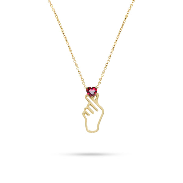 Saranghae love sign necklace - K-P117GS/B