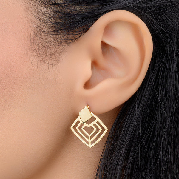 18K Stylish Gold Earring - K-P118GE/B