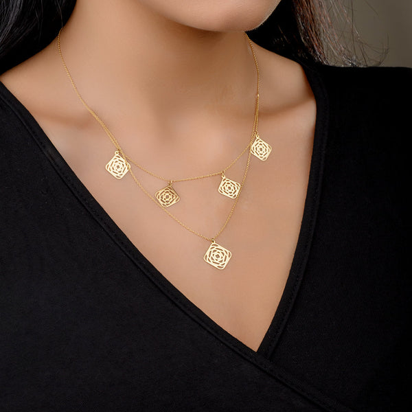 18K Maze Chain Gold Necklace - K-P118G/B