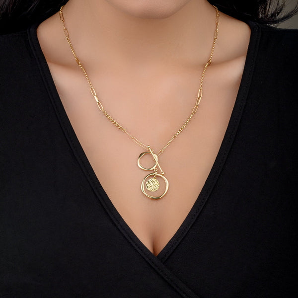 18K Internal Lock Gold Necklace - K-P166G/B