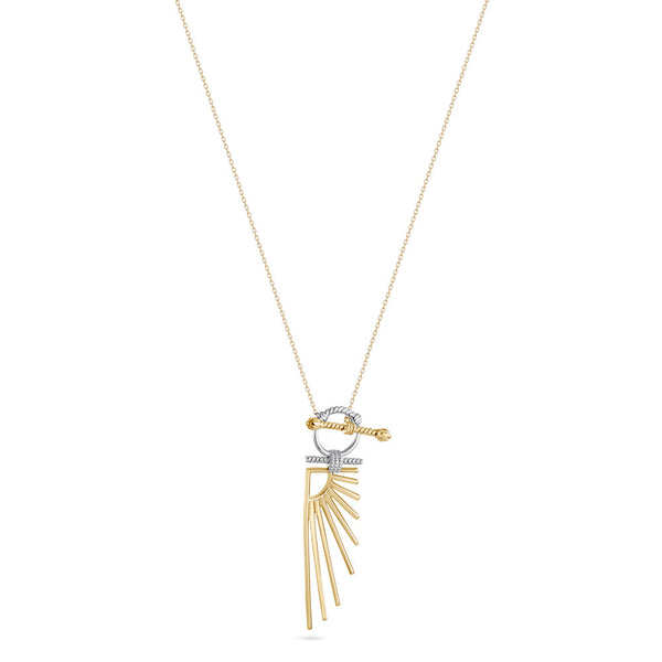 18K Yellow Gold Pharaonic Sunray Pendant Necklace - K-P182G/B