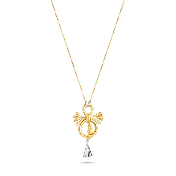 18K Yellow Gold Pharaonic Lotus Pendant Necklace - K-P188G/A