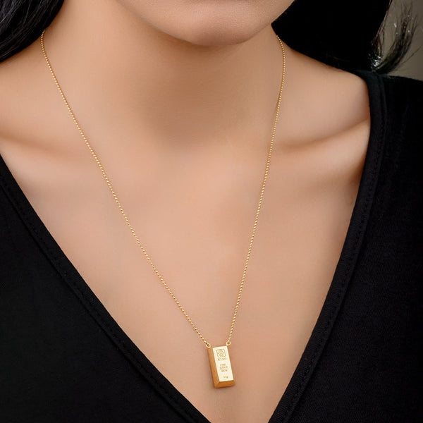 18K 1 Kilo Ingot Shape Gold Pendant - K-P194G/C